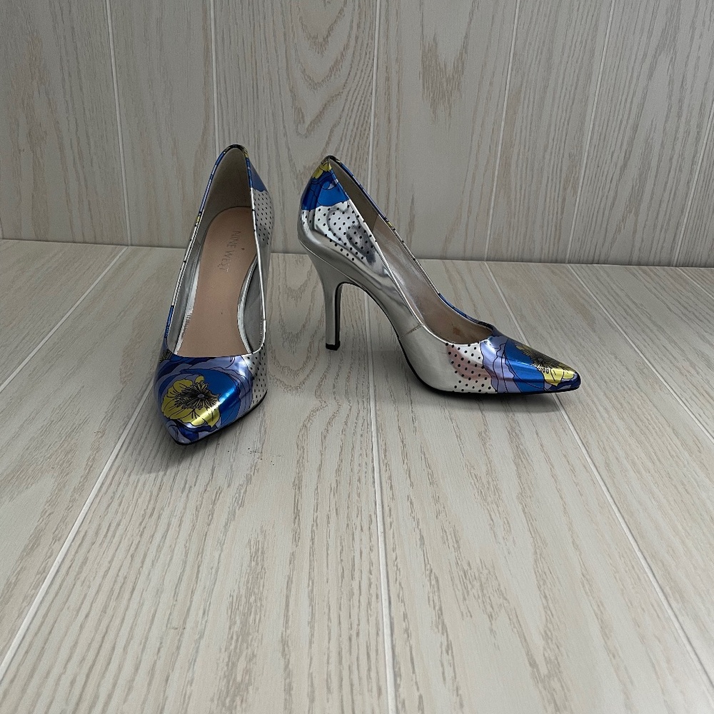 Next West Metallic Floral Pump size 7